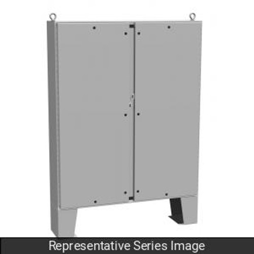 N4 Qtr Turn Dbl Door Floormount Encl w/panel - 62 x 48 x 10 - Steel/Gray