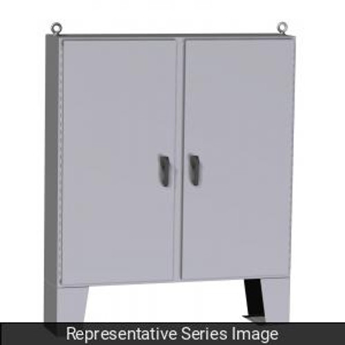 N4 3-pt Dbl Door Floormount Encl w/panel - 72 x 72 x 24 - Steel/Gray