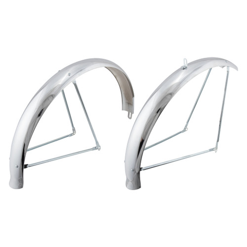 Wald Products Chrome Steel Cruiser Flared Fenders Set 26" x 75mm 972-26