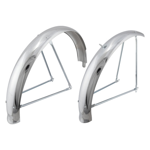Wald Products Chrome Steel Cruiser Flared Fenders Set 24" x 75mm 972-24