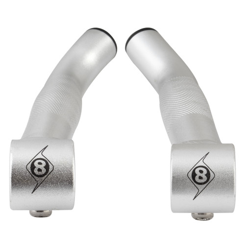 Origin8 Comp-Lite Alloy Bar Ends Short "Ski" Bend Silver 33882