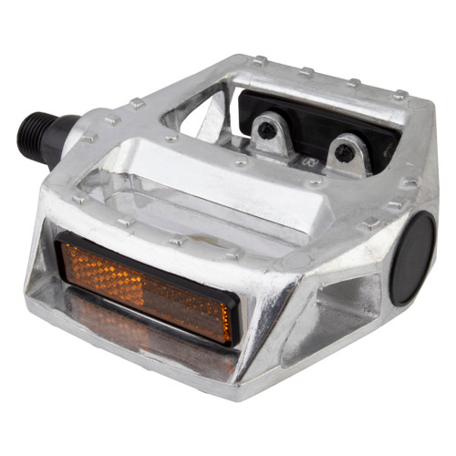 Sunlite MX Alloy Platform Pedals Non-Slip Studs and Toe Clip Compatibility 9/16" Silver 41559
