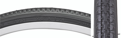 Sunlite 26x1-3/8 Clincher Bike Tire Classic Black 59628