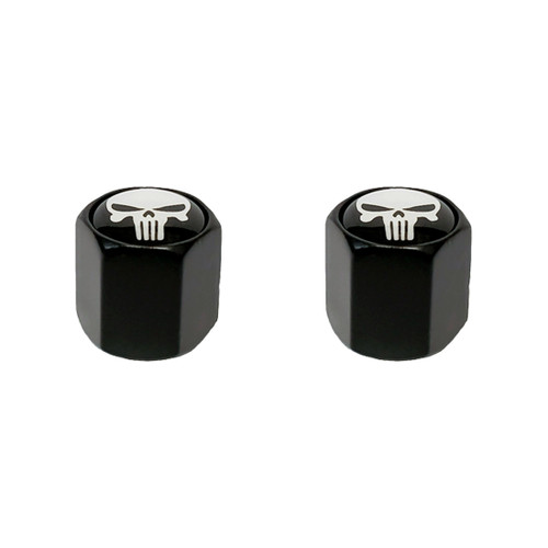 Trik Topz Bicycle Valve Caps Block Shape - Skull Head Black SHC-BW-2PK