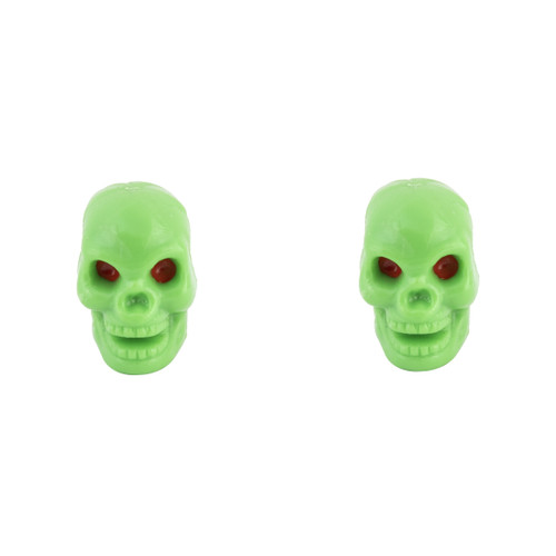 Trik Topz Bicycle Valve Caps Skull-only Green SHC-GN-2PK