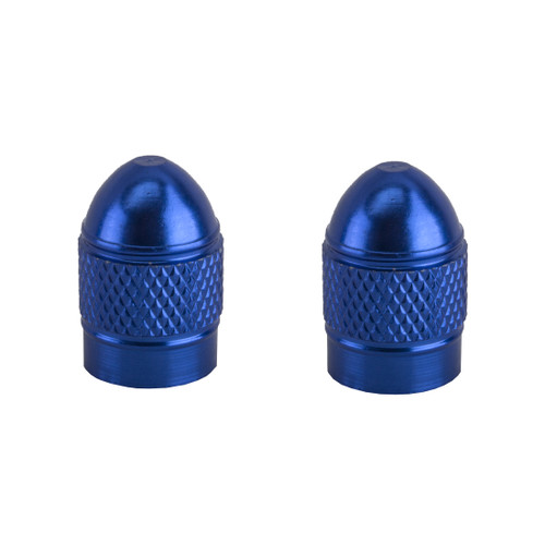 Blue Anodized Aluminum Bullet Tip Valve Caps for Schrader Valves 96115