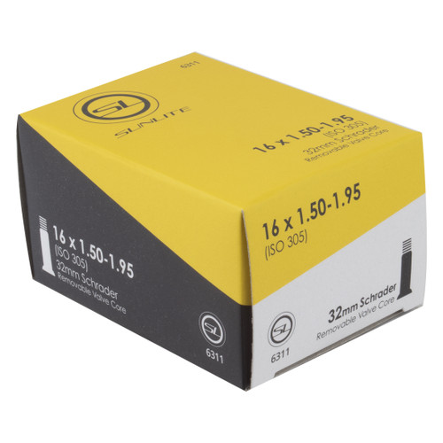 Sunlite Schrader Valve Tube 16x1.50-1.95, 32mm FFW, High-Performance 6311