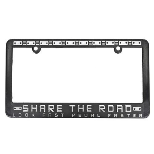 Black Share the Road License Plate Frame - Durable, Stylish Car Accessory LF3