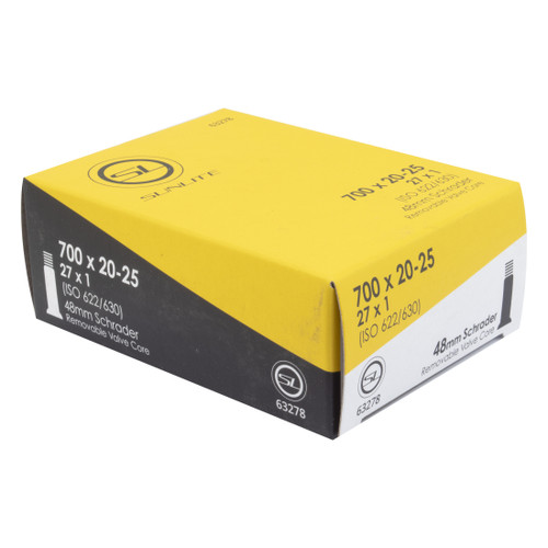 Sunlite Schrader Valve Tube for 700x20-25C Bicycle Tires, 48mm Stem 63278