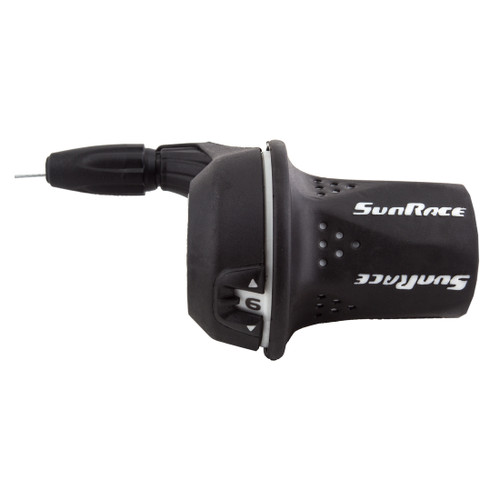 SunRace M21 Twist Shift Rear 6-Speed Bicycle Gear Shifter – Light Action, Cable Adjuster, Gray, High-Precision Cycling Components TSM21.R60S.GS0.HP