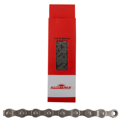 Sunrace CN-M54 116-Link Gray Bike Chain for Shimano and Sram 6/7 Speed CNM54.116L.YS0
