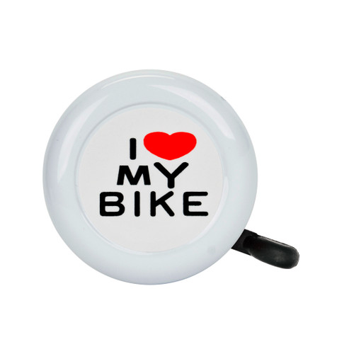 Sunlite "I Love My Bike" White Lever Bell - Adjustable Handlebar Mount, Ringer Style 95655