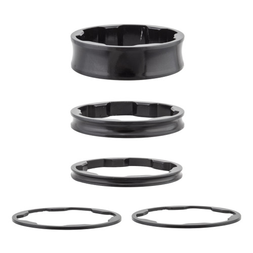 Box Components CNC Machined 6061 Aluminum Stem Spacers - 1-1/8in Black BX-SS17118KT-BK