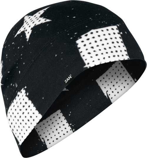 Zan Headgear Sportflex Beanie - Black & White Flag WHLL091