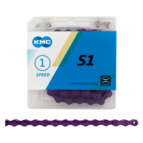 KMC S1 Single-Speed Purple Chain 112 Links | Durable, Quiet, Anti-Drop CN41117