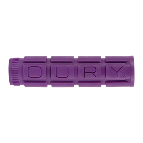 Oury Single Compound V2 Ultra Purple Bicycle Grips - 135mm, Flangeless, Soft Raised Blocks OSCGGG00