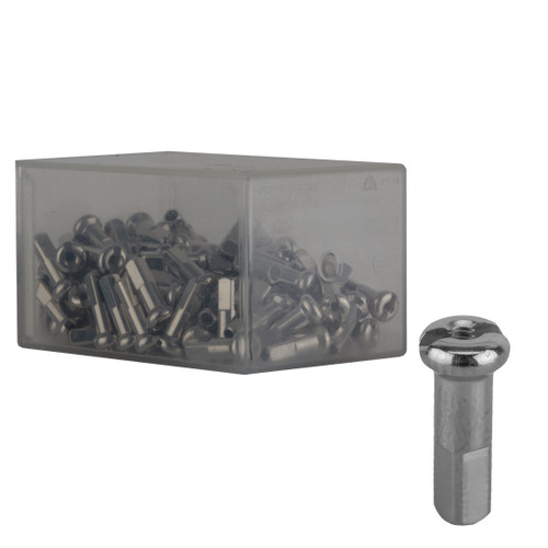 DT Swiss 2.0mm Brass Spoke Nipples - 14mm, Silver Nickel Finish N0BA20140N0100
