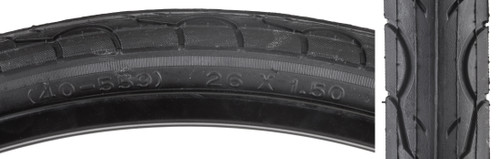 Sunlite Kwest 26x1.5 Touring Wire Tire - Durable Black/Reflective Edge 60211