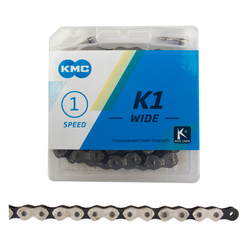 KMC K1 Kool Wide Single-Speed Chain, 112 Links, Rust-Resistant Alloy CN71025