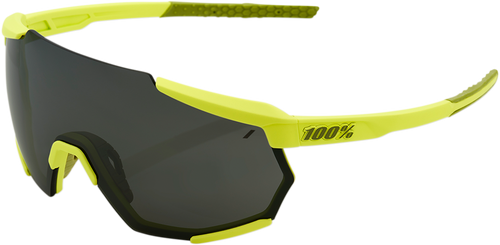 100% Racetrap Sunglasses - Soft Tact Banana - Black Mirror Lens 61037-004-61