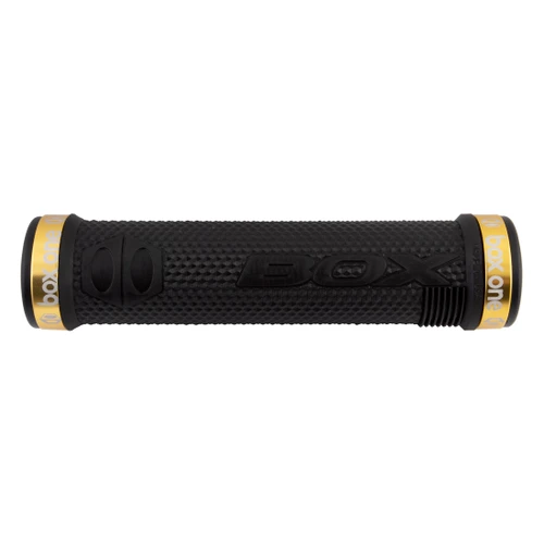 Box One Lock-On MTB Grips Black/Gold - Textured Comfort and Precision BX-HG17BKHEX-GD