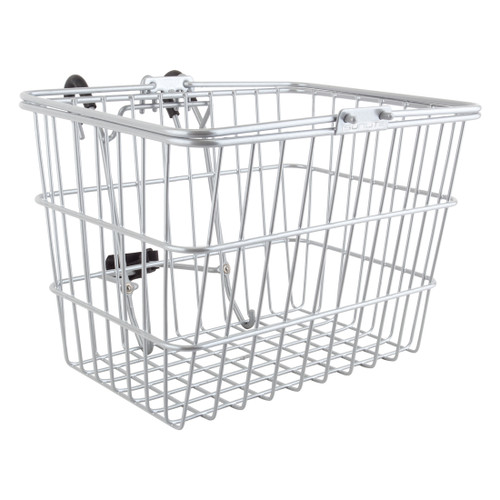 Sunlite Silver Steel Lift-Off Bicycle Basket - Durable Handlebar Mount 90043