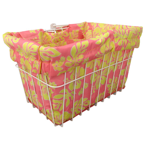 Cruiser Candy Hibiscus Pink/Yellow Bicycle Basket Liner and Tote BL-PNLYLW