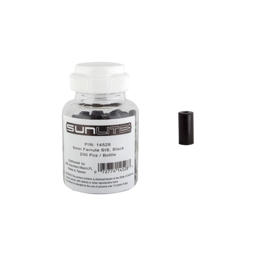 Sunlite Alloy 5mm SIS Cable Ferrules - Black, Durable and Easy-Use 14528