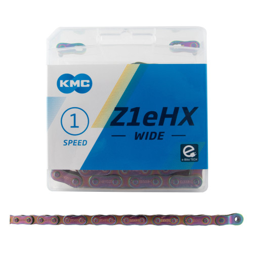 KMC Z1eHX Neo Chrome Wide Singlespeed Chain - Heavy Duty, Anti-Drop, Stretch-Proof, 112 Links CN51024