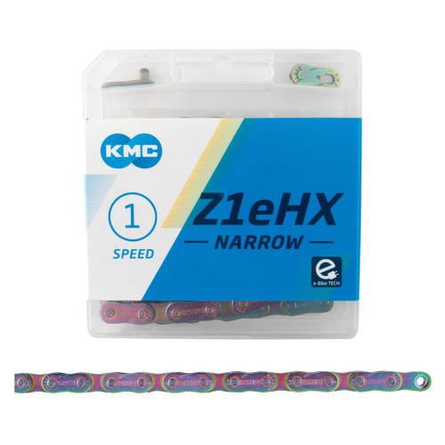 KMC Z1eHX Narrow Single Speed Chain - Neo Chrome, Anti-Drop 112 Links CN61023