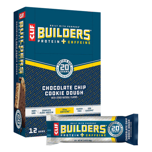 Clif Builder's Protein Bar Caffeine - Chocolate Chip Cookie Dough, 12 Pack CCC44302