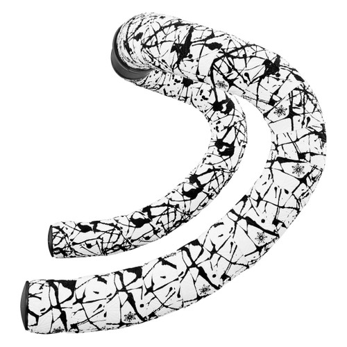 Supacaz Super Sticky Kush LE Splat Bar Tape White/Black Aluminum Ends BT-197