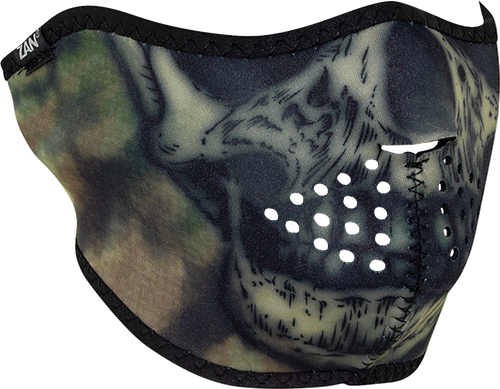 Zan Headgear Neoprene Half Mask - Woodland Camo Tie Dye Skull WNFM611H