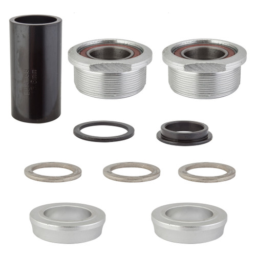 Black Ops Euro MX BSA Bottom Bracket for 19mm Cranks - Silver, High-Performance Conversion 211276