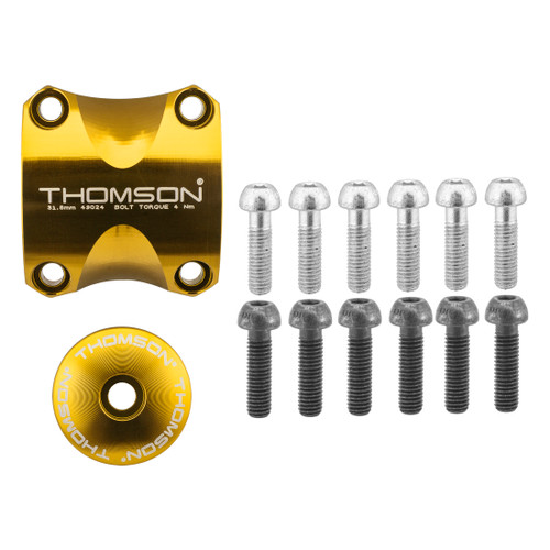 Thomson Stem Dress Up Kit - Gold Handlebar Clamp and Top Cap, Bolt Set SM-A004-GD