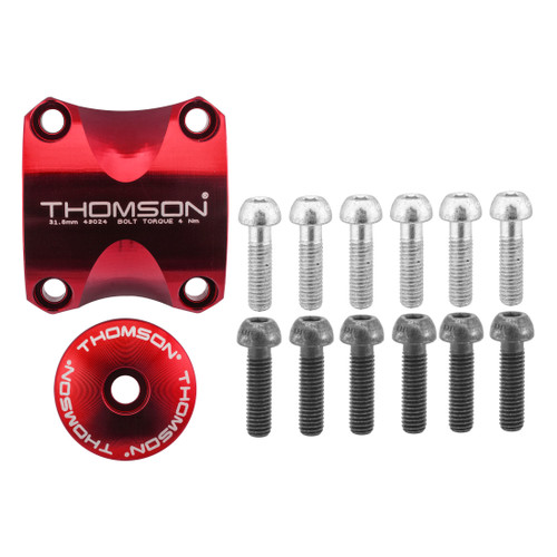 Thomson Stem Dress Up Kit Red | Handlebar Clamp and Top Cap Set SM-A004-RD