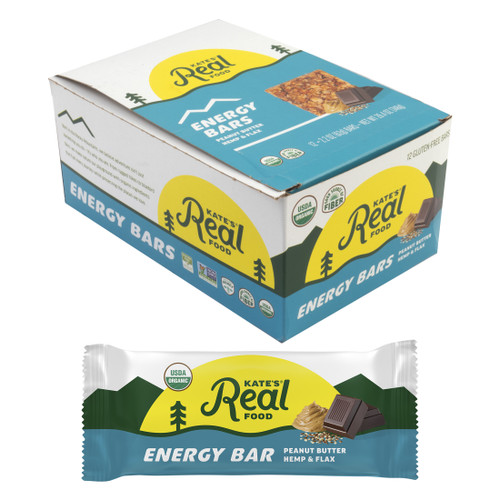 Organic Peanut Butter Hemp Energy Bars - Gluten-Free, Non-GMO, 12 Pack 915783