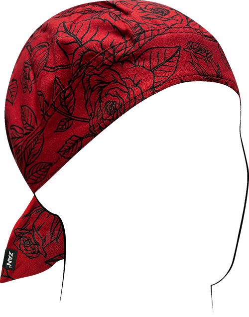 Zan Headgear Flydanna Head Wrap - Black And Red Roses Z311