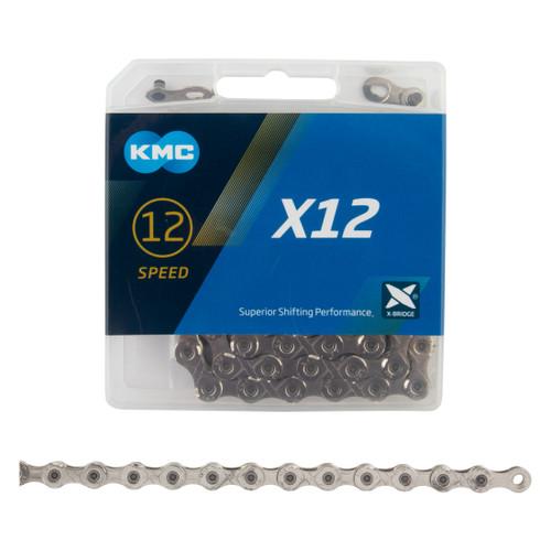 KMC X12 12-Speed Chain - Smooth Shifting, Silver, 126 Links CN12105