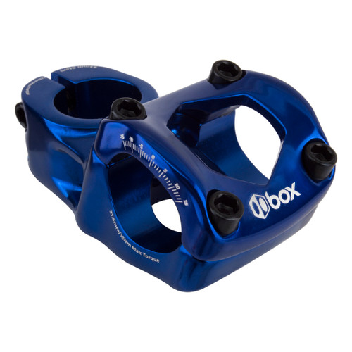 Blue Aluminum Top Load MTB and BMX Stem 53mm Clamp, 0 Angle BX-ST1831T53-BL