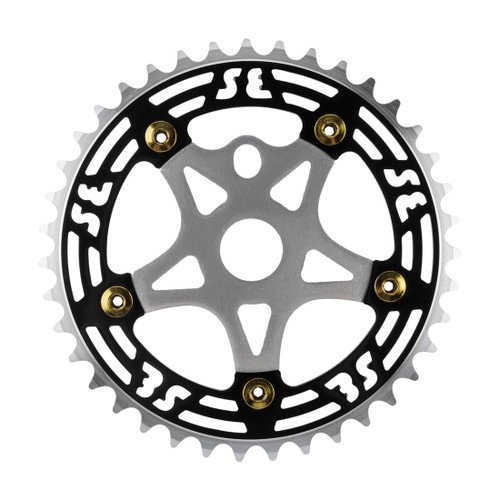 SE Bikes 39T Aluminum One-Piece BMX Chainring and Spider - CNC Machined, Lightweight, Compatible 1PC Cranks P107-39T + AP13