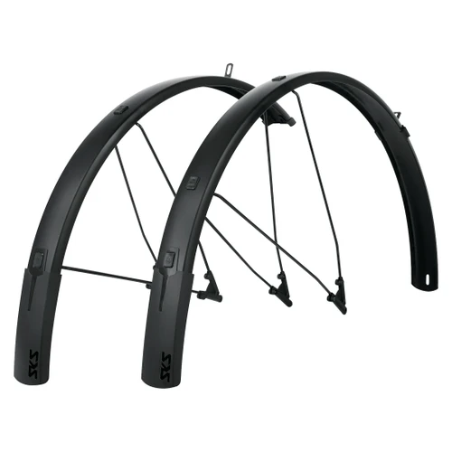 SKS B56 Bluemels Style Full Coverage Aluminum Fender Set - 700c, Matte Black 11835