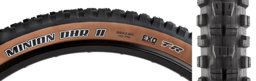 Maxxis Minion DHR II Tire Tubeless, Folding, Black/Dark Tan, Dual, EXO WT 29x2.6 TB00220300