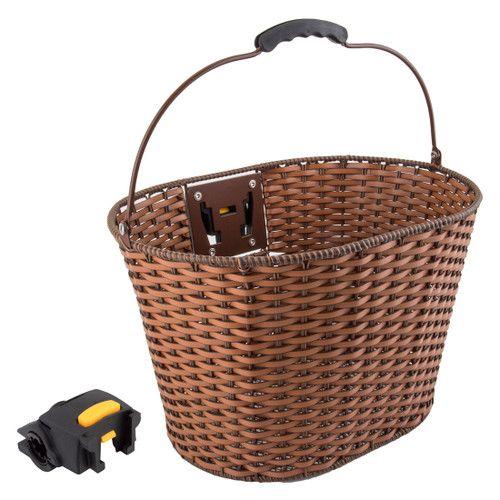 Sunlite Deluxe Rattan Bike Basket Quick-Release Mounting-Weather-Resistant, Stylish, 13.5x10.25x10.25 Inches 90060
