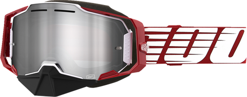 100% Armega Snow Goggle - Oversized Red - Flash Silver Mirror Lens 50008-00006