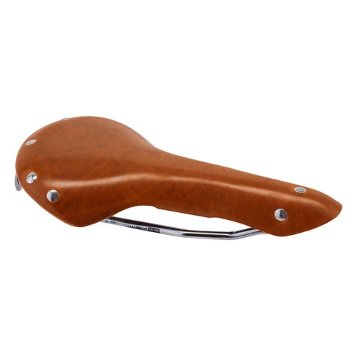 Origin8 Classic Leather Saddle Chromoly Rails - 155mm Wide 50502