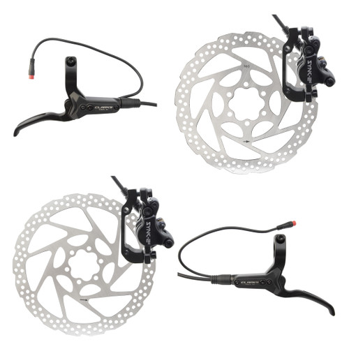 Clarks SYNC-2E Hydraulic Disc Brake Pair 180/160mm Post Mount, Mineral Oil SYNC-2-F&R-180-160-AMROW