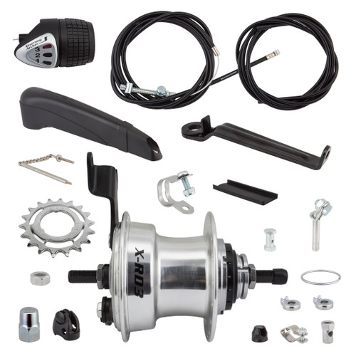 Sturmey Archer XRD3 3-Speed Hub and Drum Brake Kit - Aluminum, 70mm, Silver HKS3T.XHSS.S00.BX