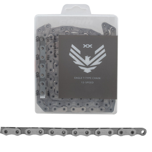 SRAM XX Eagle T-Type Flattop 12-Speed Chain Hollow Pins and Chrome Finish 00.2518.056.010