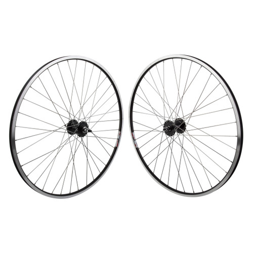 700c WEI LP18 Bicycle Wheel Set 9-10mm Thru Axle and Black Alloy Rims 71257